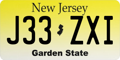 NJ license plate J33ZXI