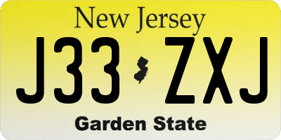 NJ license plate J33ZXJ