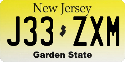 NJ license plate J33ZXM