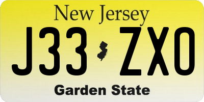 NJ license plate J33ZXO