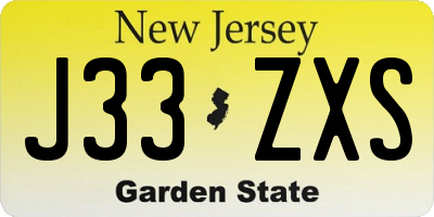 NJ license plate J33ZXS
