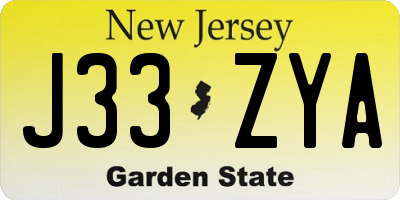 NJ license plate J33ZYA