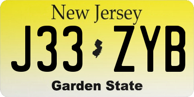 NJ license plate J33ZYB