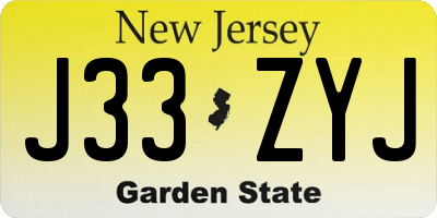 NJ license plate J33ZYJ