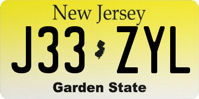 NJ license plate J33ZYL