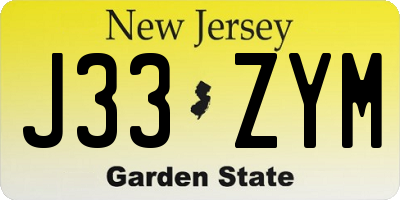 NJ license plate J33ZYM