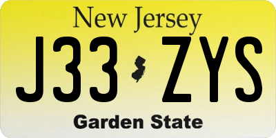 NJ license plate J33ZYS