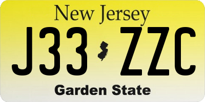 NJ license plate J33ZZC