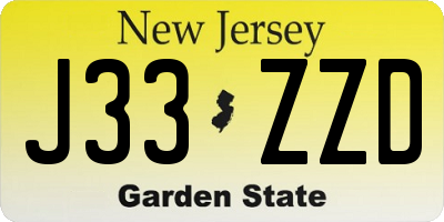 NJ license plate J33ZZD