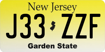 NJ license plate J33ZZF