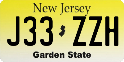 NJ license plate J33ZZH