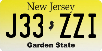 NJ license plate J33ZZI