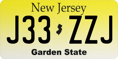 NJ license plate J33ZZJ