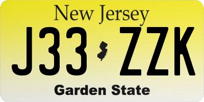 NJ license plate J33ZZK