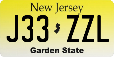 NJ license plate J33ZZL