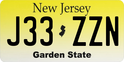 NJ license plate J33ZZN