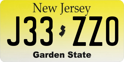 NJ license plate J33ZZO