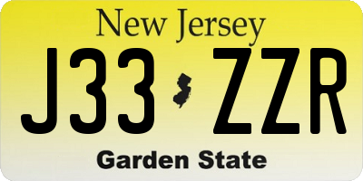 NJ license plate J33ZZR