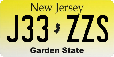 NJ license plate J33ZZS