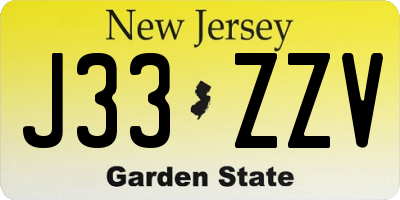 NJ license plate J33ZZV