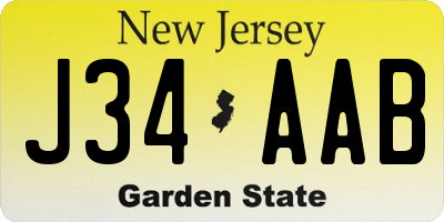 NJ license plate J34AAB