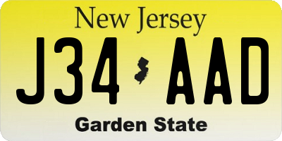 NJ license plate J34AAD