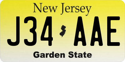 NJ license plate J34AAE