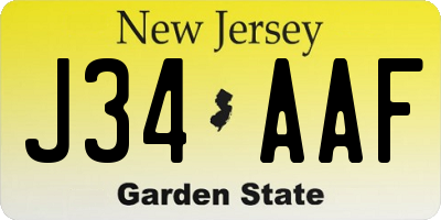 NJ license plate J34AAF