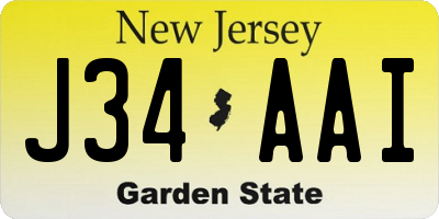 NJ license plate J34AAI