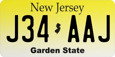 NJ license plate J34AAJ