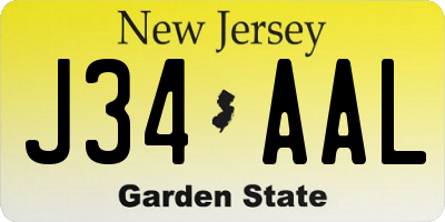 NJ license plate J34AAL