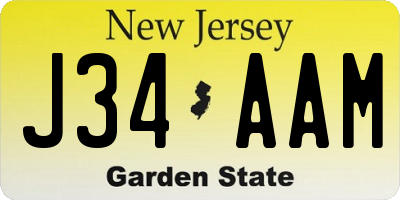 NJ license plate J34AAM