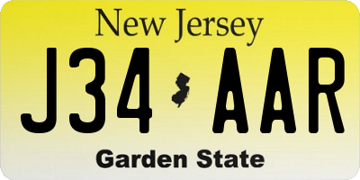 NJ license plate J34AAR