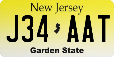 NJ license plate J34AAT