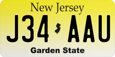 NJ license plate J34AAU