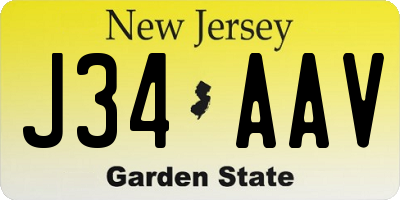 NJ license plate J34AAV