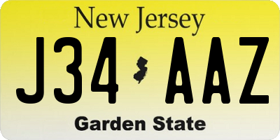 NJ license plate J34AAZ