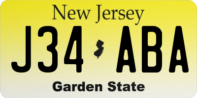 NJ license plate J34ABA