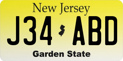 NJ license plate J34ABD