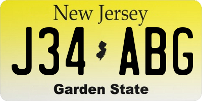 NJ license plate J34ABG