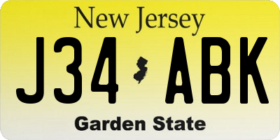 NJ license plate J34ABK