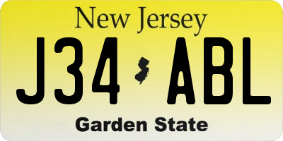 NJ license plate J34ABL