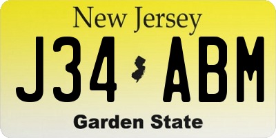 NJ license plate J34ABM