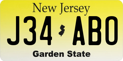 NJ license plate J34ABO