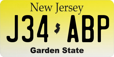 NJ license plate J34ABP