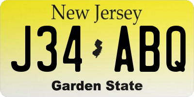 NJ license plate J34ABQ