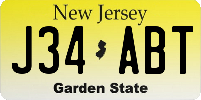 NJ license plate J34ABT