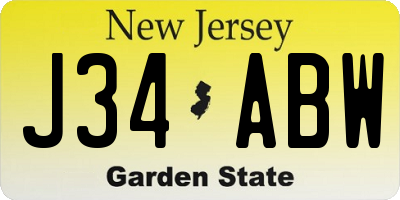 NJ license plate J34ABW