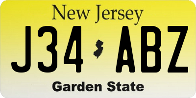 NJ license plate J34ABZ