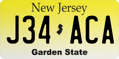 NJ license plate J34ACA